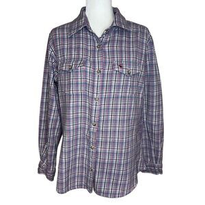 Carhartt Flannel Shirt. Pink and Blue Plaid. Size Large. Great Condition!!